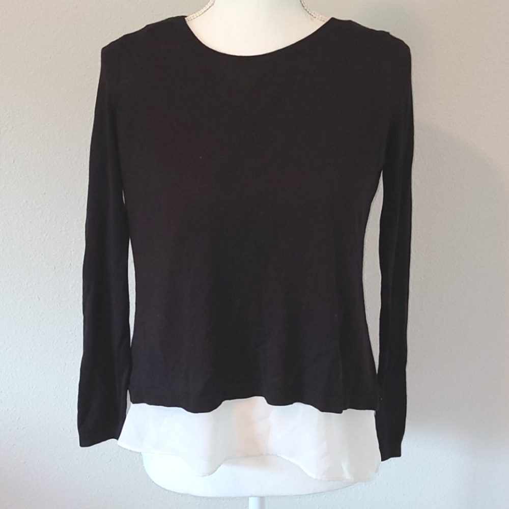 H&M black white split back sweater
